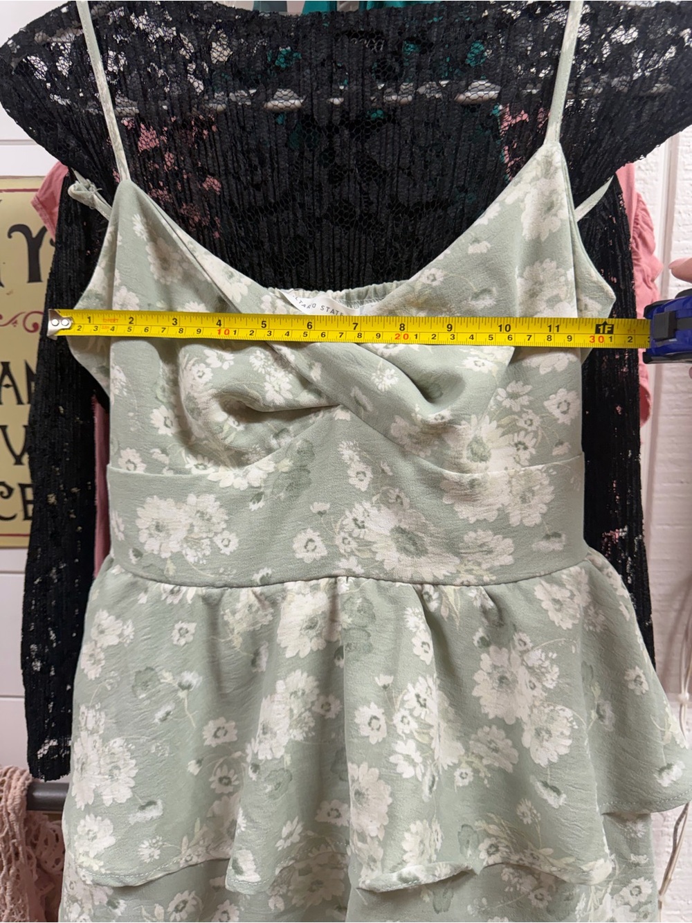 Altar'd State Tara Sage Green Floral Twist Tiered Ruffle ✨Regencycore✨ Mini NWT - Picture 14 of 14